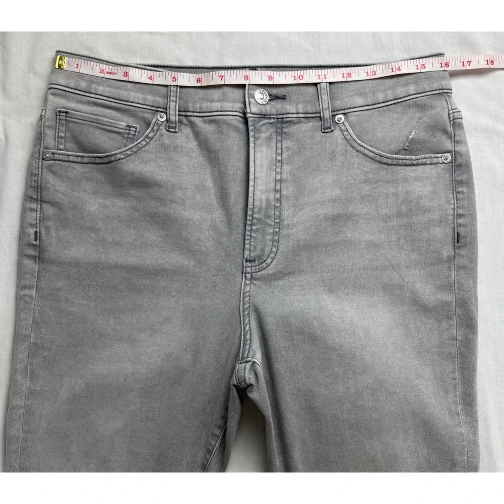 Express Womens High Rise Skinny Distressed Gray Jeans Size 12R NEW - Picture 11 of 16